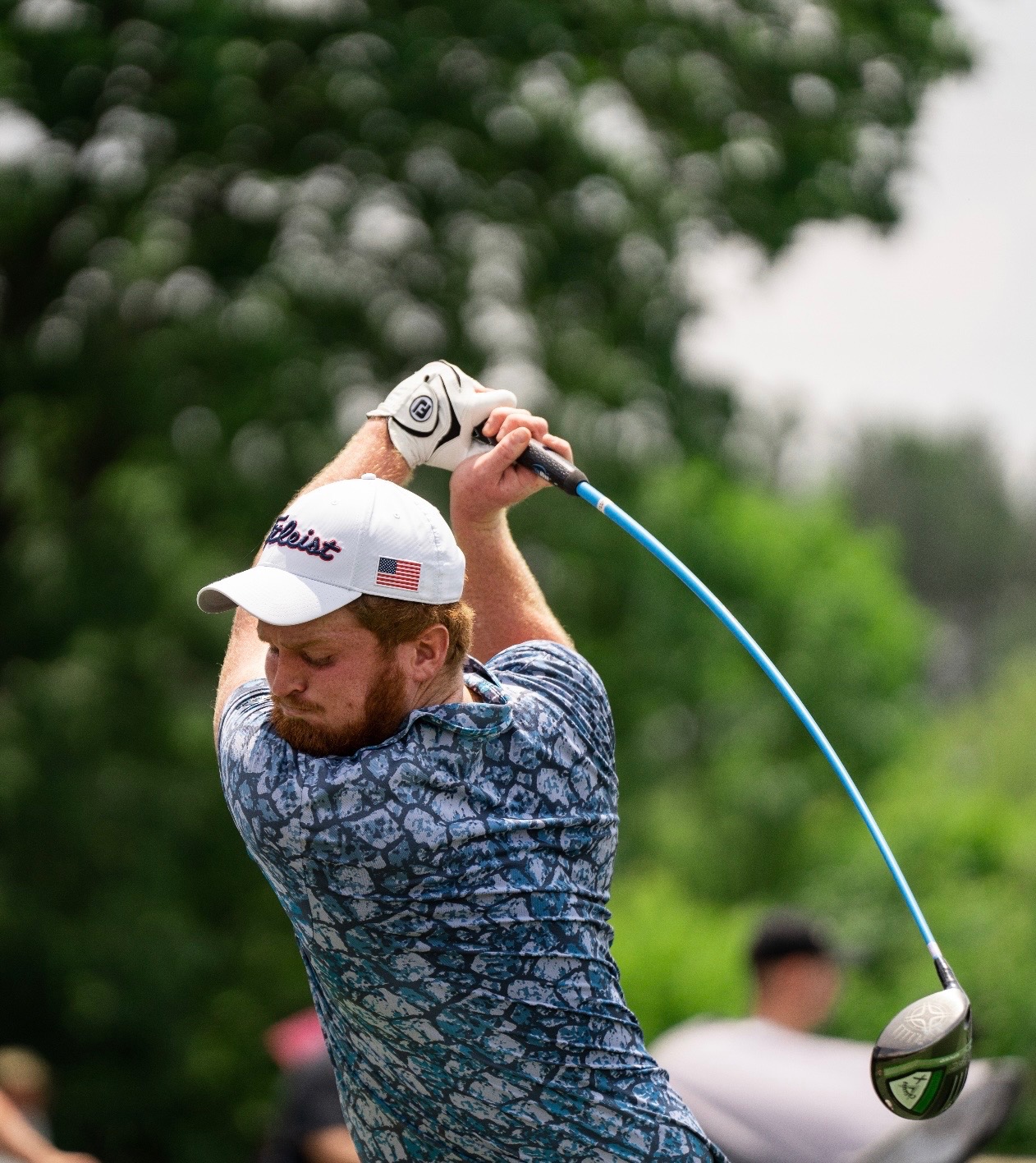 Stephen Hopper mid-swing with a driver